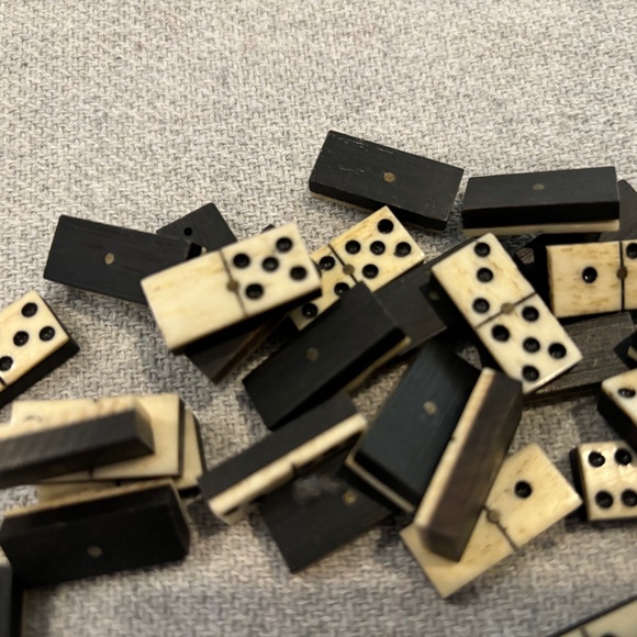 19th Century Civil War Era Mini Bone and Ebony Dominos 28 Complete Piece Set - Picture 2 of 8